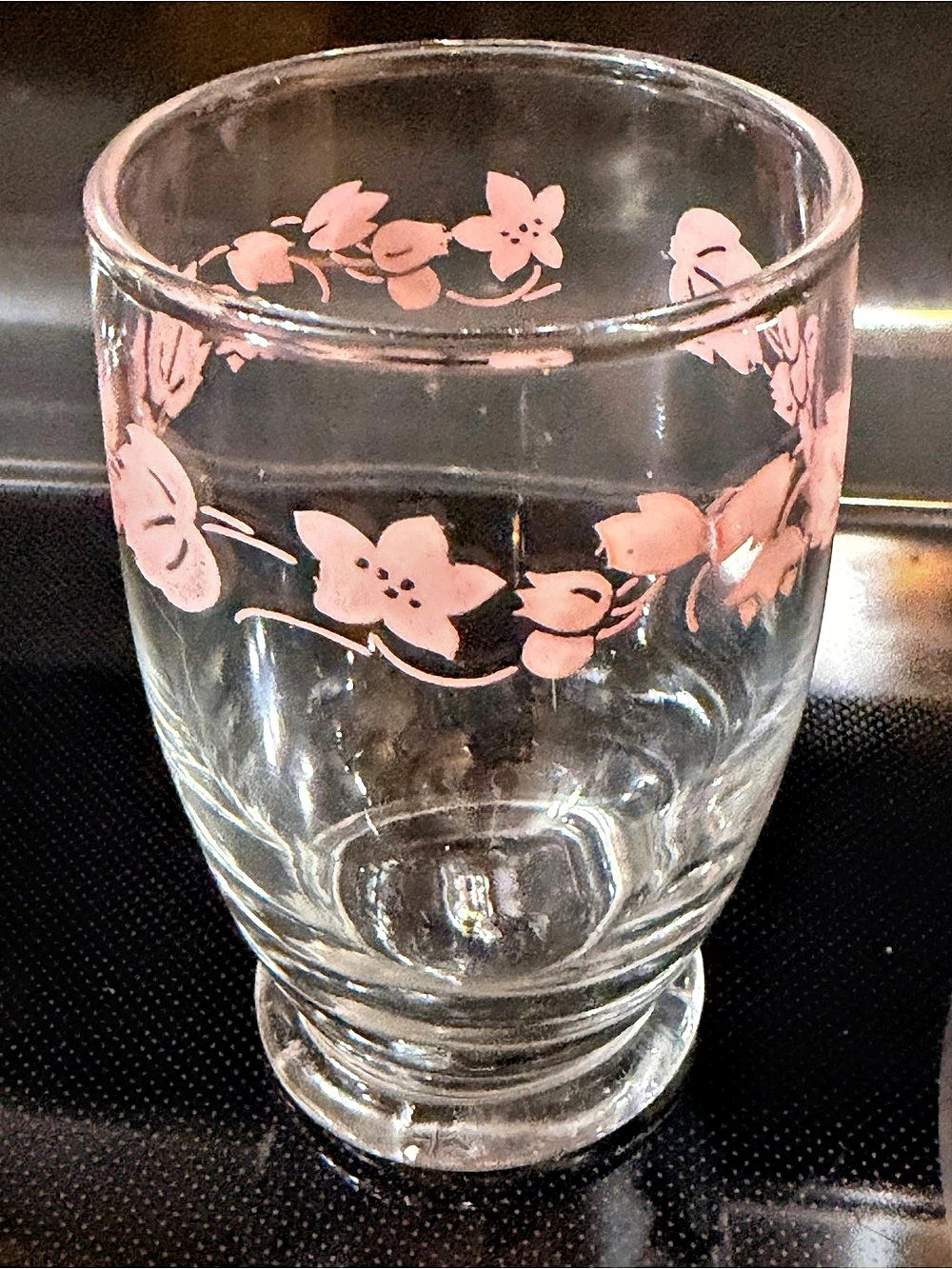 Pink & Clear Floral Glass Tumbler